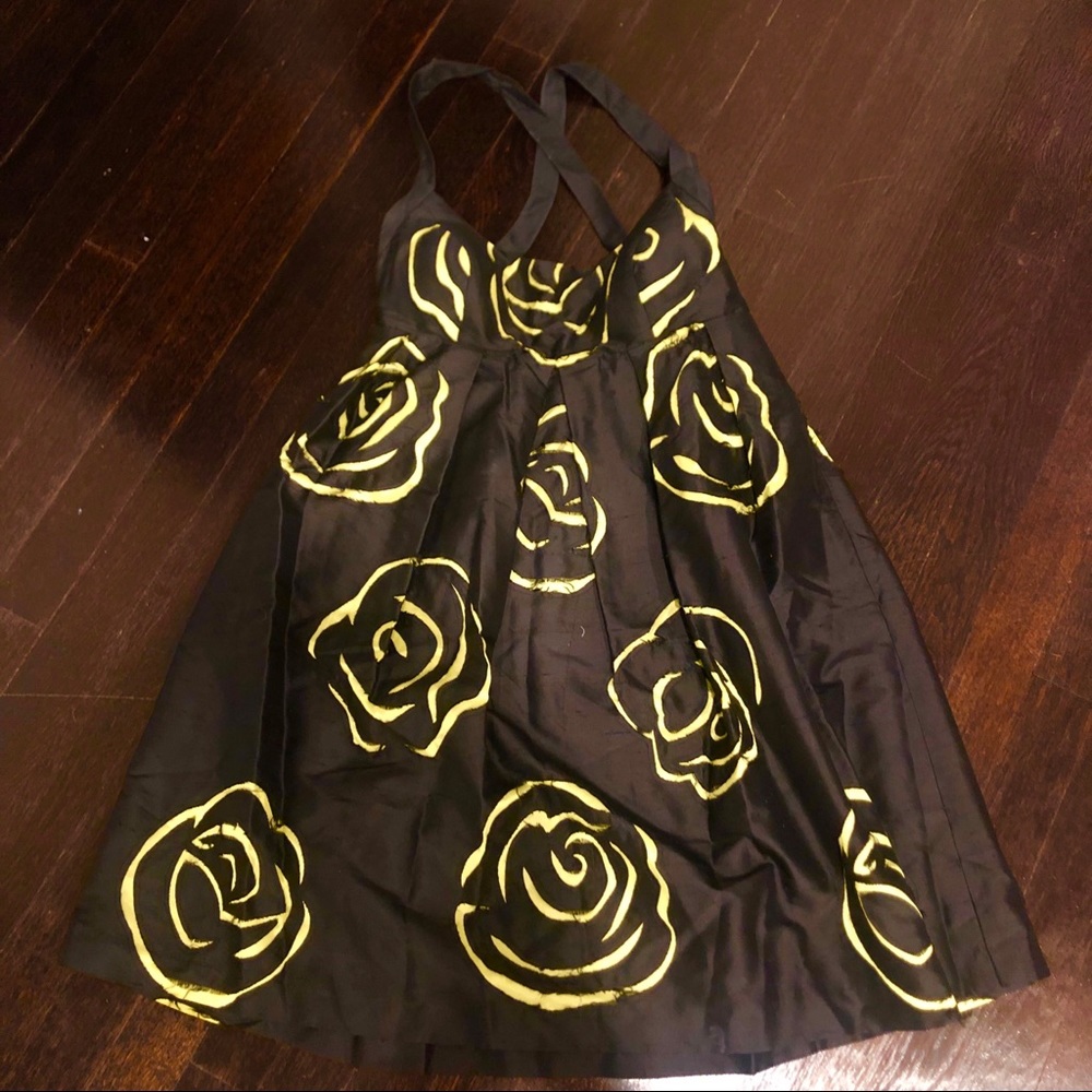Flirty black and neon yellow silk cocktail dress